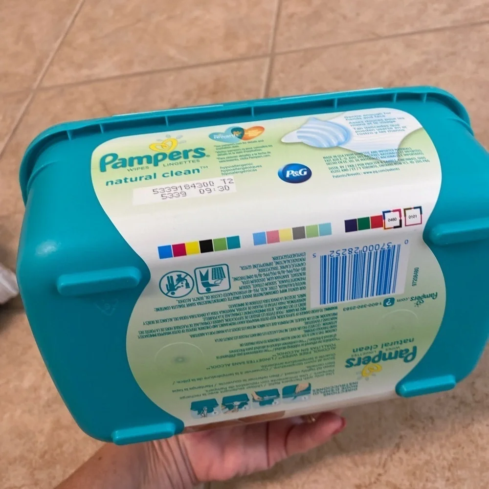 Rare Vintage Pampers Baby Wipes Dispenser Empty Pop Up Green Plastic Container